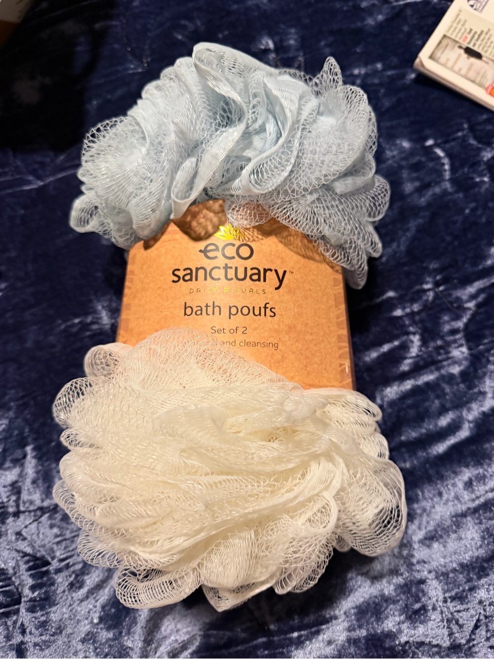 Eco Sanctuary Bath Poufs - Light Blue & White Set
